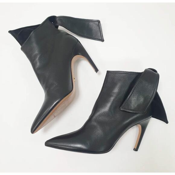 Christian Dior Black Leather Ties Heels Booties sz.39 - Picture 1 of 16
